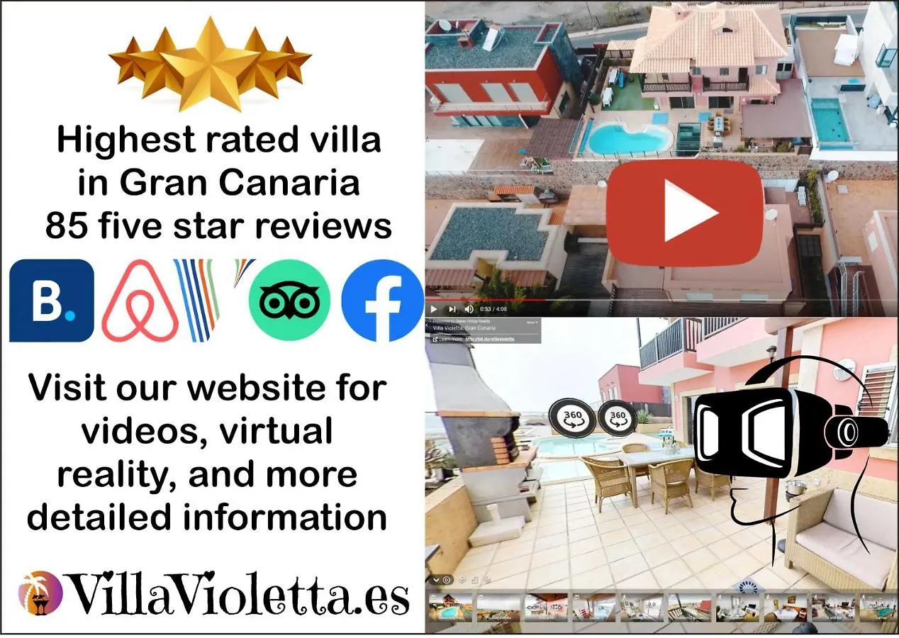 Luxury 5 Star Villa Violetta With Amazing Sea View, Jacuzzi And Heated Pool San Agustín